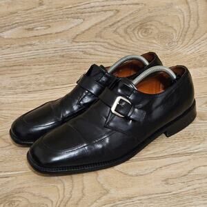 Brass Boot Monk Strap Black Leather Dress Shoes Mens Size 11